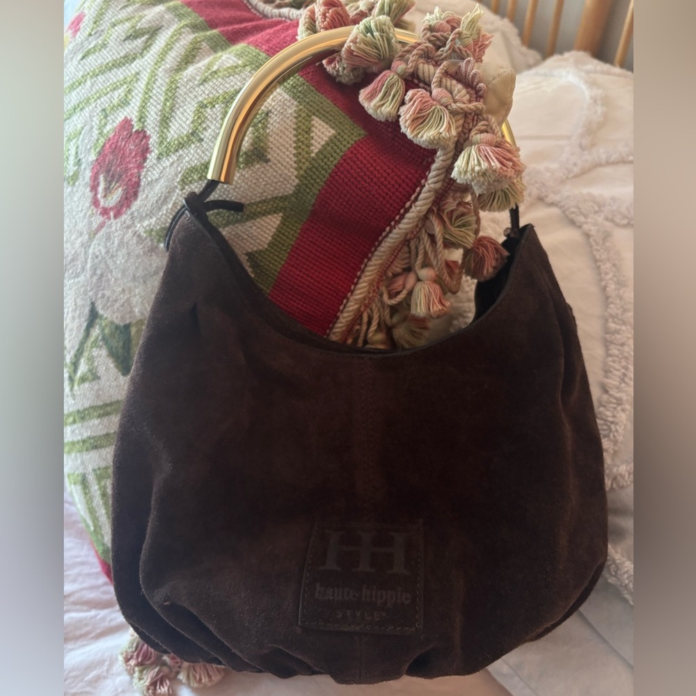 Haute Hippie brown suede hobo bag nwot